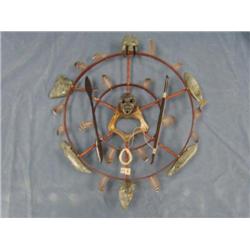 CHOICE ON 3: Sprit Mask with Grey Soap Stone Face and Bone in Center  By. Isaac Saccheus of Elim, AK