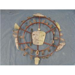 CHOICE ON 3: Sprit Mask with Green/Grey Soap Stone Face in Center  By. Isaac Saccheus of Elim, AK   