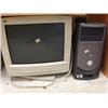 Image 1 : Lot of boxes and Dell Dimension 4600 computer with view sonic monitor, books, brother fax machine, k