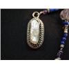 Image 4 : Necklace, lapis amethyst fresh water pearls and silver accents, charms are lapis, amethyst, sterling