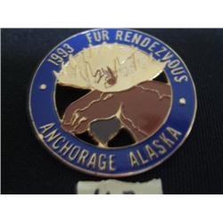 1993 Fur Rondy button, 1986 liberty silver dollar , 1981 silver dollar, 10 cent piece (266)