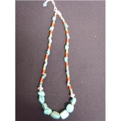 Lot of three, Turquoise sterling silver and beaded necklace 8in (266)