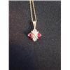 Image 1 : Diamond and ruby necklace chain is marked 14kt  (266)