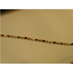 Multifaceted variety of different color gem stone bracelet (266)
