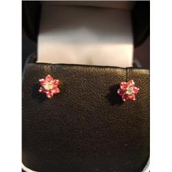 Lot of 6 pairs of earrings, ruby, diamonds, pearls and garnet (266)