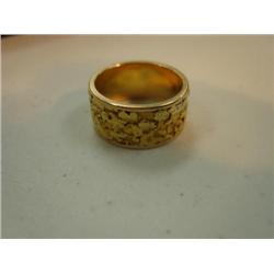 Very small gold snow shoe, ivory fish and gold nugget wedding band (266)