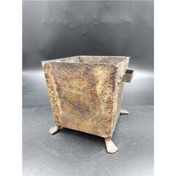 Metal Handcrafted Footed Square Plant Pot