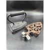 Image 1 : Metal Cast Iron Sad Iron & Hot Plate Trivet w/ Footed 9L X 4 W_no backstamp