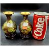 Image 2 : Cloisonné Vase Set 4"H x 2.75"W w/ Footed Stand