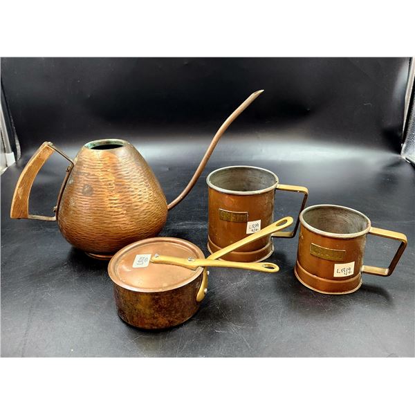 Copper Pair Handmade Mugs, Lidded Pot & Watering Can