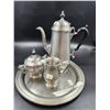 Image 1 : Pewter Tea Set w/ Pot, Sugar, Creamer & Plate