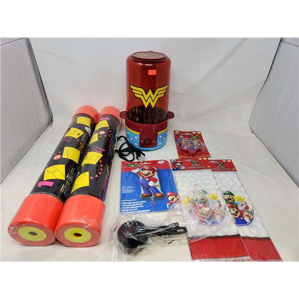 DC Wonder Woman Popcorn Maker, Super Mario Party Supplies & Disc Throwing Game
