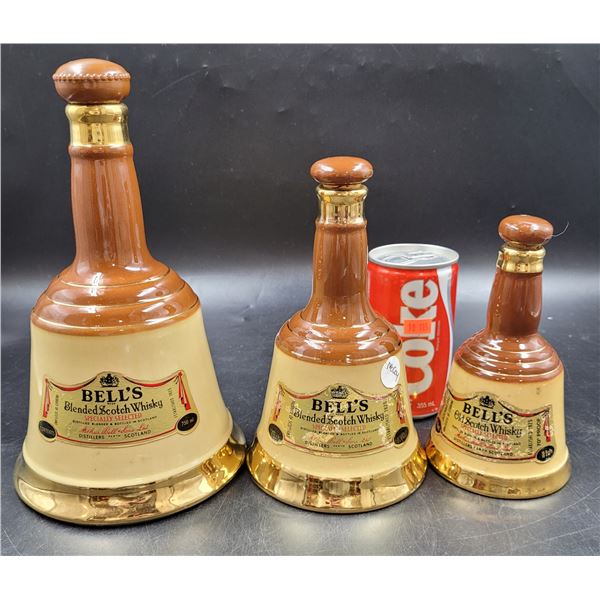 Vintage Set Of Wade Miniature Bell Whiskey Bottles