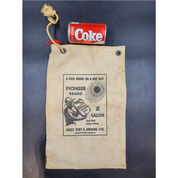 Vintage Pioneer Brand Canvas Water Bag Made In Vancouver B.C, Canada