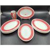 Image 1 : Pyrex Corning Décor Red Autumn Bands Laurel Leaves Leaf Oval Platters