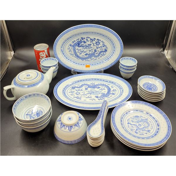 Blue & White Dragon Japanese Restaurant Dining Ware
