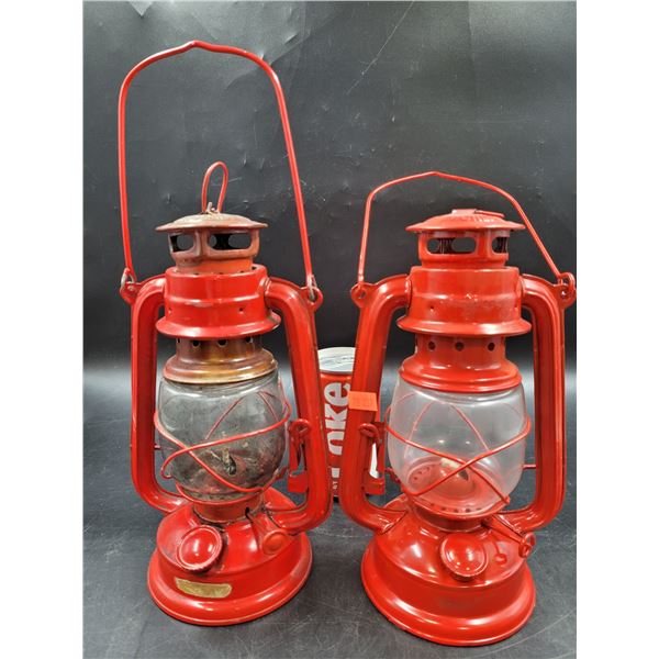 Vintage Red Kerosene Oil Lamps