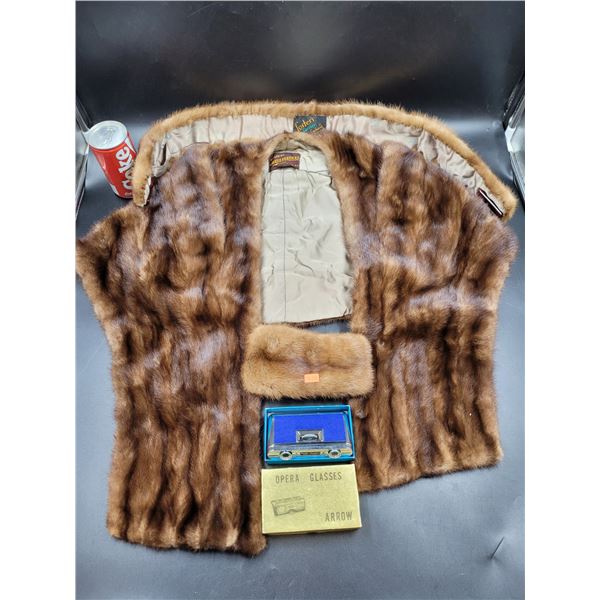 Vintage Fur & Opera Glass