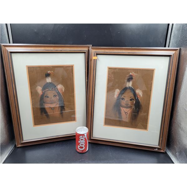 Framed & Signed Native Oil Painting Set