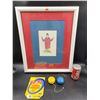 Image 1 : Framed "The Yoyo" Clown Print & Yo-Yo's