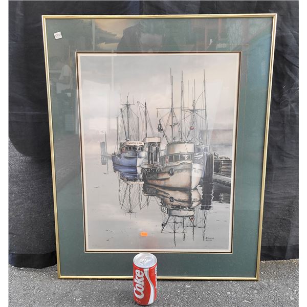 J.Collins 1992 "Morning Stillness" 236/450 Signed, Framed & Matted 30.25"x24.25"