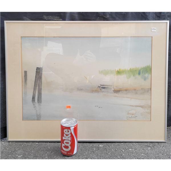 John Simeon "Indian Arm Fog" Signed Watercolour Wood Framed & Matted 26.75"x20.25"