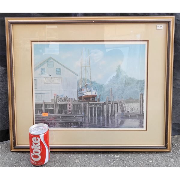 William (Bill) G. Murray 3/83 "Pacific Coast Camp Steveston" Signed Print Wood Framed & Matted