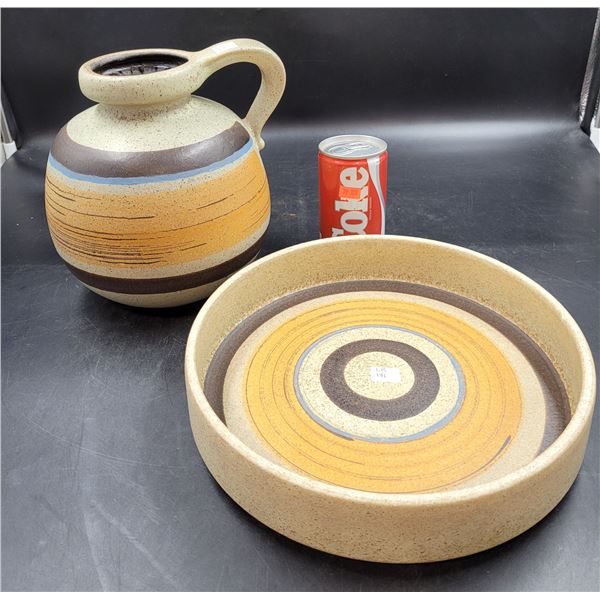 Vintage MCM Fat Lava Scheurich-Keramik W Germany Art Pottery Vase & Dish