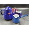 Image 1 : Blue Enamel Kettle & Creamers