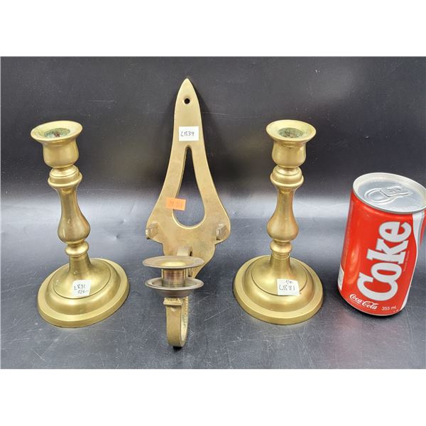 Antique Brass Candle Stick Holder Lot