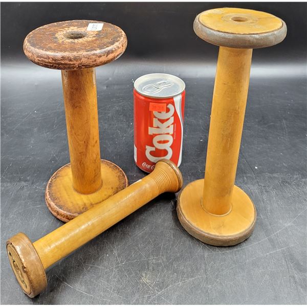 Vintage Wooden Twister Bobbins w/ Metal End Pieces