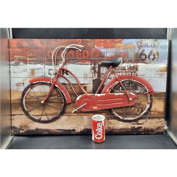 Metal Bike Décor On Wood Wall Art