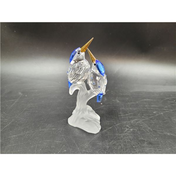 Swarovski Crystal Malachite Kingfishers Bird Figurine