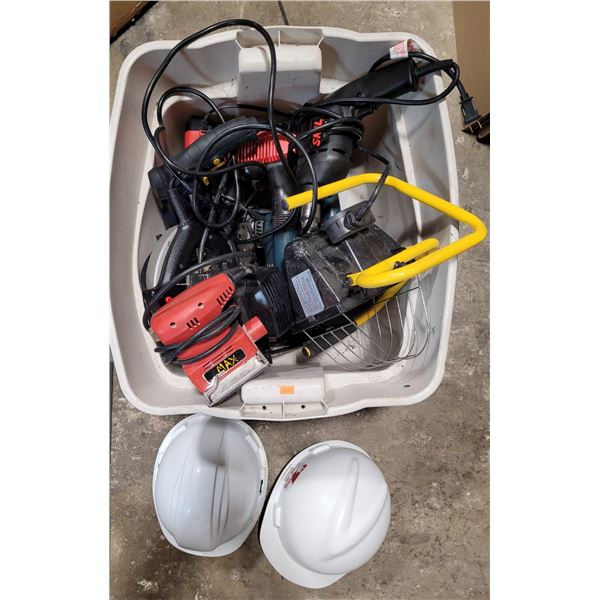 Work Light, Tools, and Hard Hats