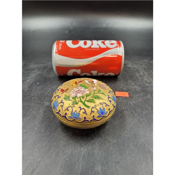 Vintage Cloisonne Enamel Floral Trinket Box