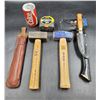 Image 1 : Hammer, Axe, Knife, and Measuring Tape Lot