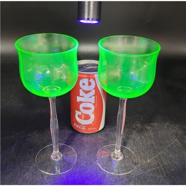 Pair of Uranium Wine Glasses