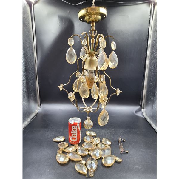 Vintage Brass & Crystal Chandelier