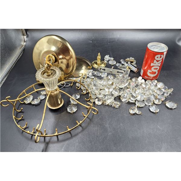 Vintage Crystal & Brass Chandelier