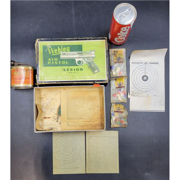 The Webley Air Pistol "Senior" Box & Accessories