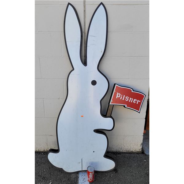 Large Tin Pilsner Advertising Bunny