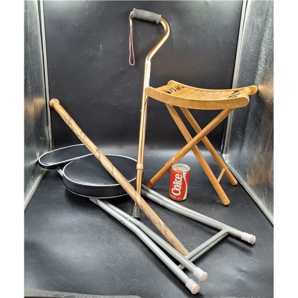Chair & Walking Stick Lot