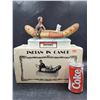 Image 1 : Vintage Potter's Canadian Whiskey Advertising "Indian In Canoe" Figurine w/ Original Box