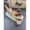 Image 2 : Vintage Potter's Canadian Whiskey Advertising "Indian In Canoe" Figurine w/ Original Box