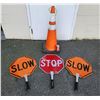 Image 1 : Handheld Street Construction Signs & Traffic Cone