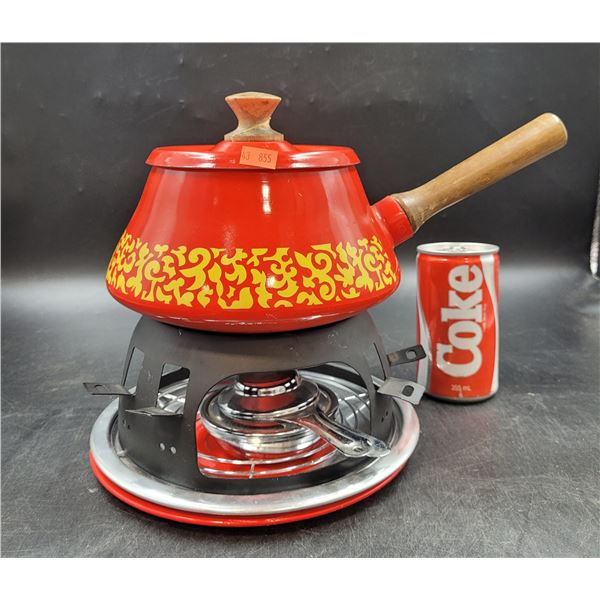 Vintage Red Ceramic Fondue Pot