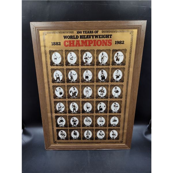 Wooden Framed 100 Years Of World Heavyweight Champions Poster 1882-1982