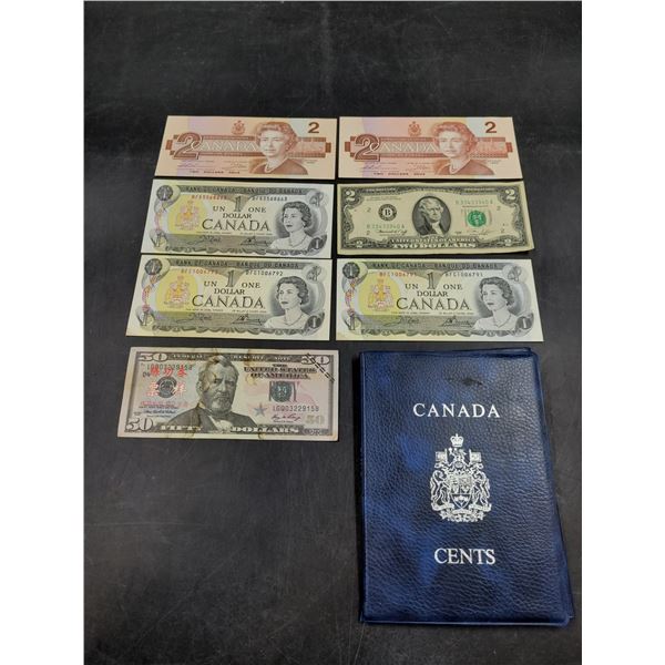 Vintage Mint Condition Canadian/American Currency & Coin Lot