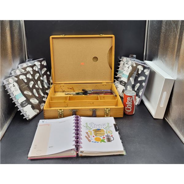 Paint Brushes, Note Book Planners, & Storage