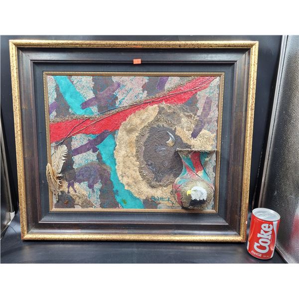 Framed Red Hawk Original Native Art